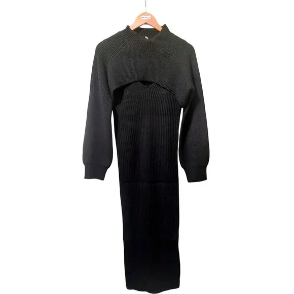 NWT Umgee 2PC Knit V-Neck Dress W/ Cropped Pullover Sweater~Stretch~Large - Picture 2 of 8